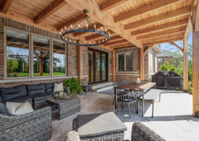 Back yard and patio landscape design in East Garafraxa by Tumber & Associates